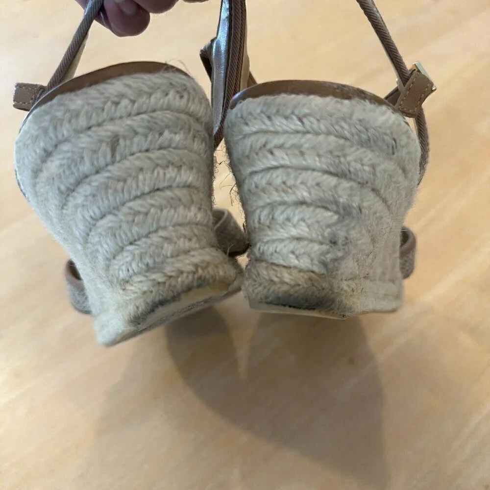 Talbots Espadrille Wedge Sandals Womens Tan Open Toe Strap‎ Shoes Sz 11